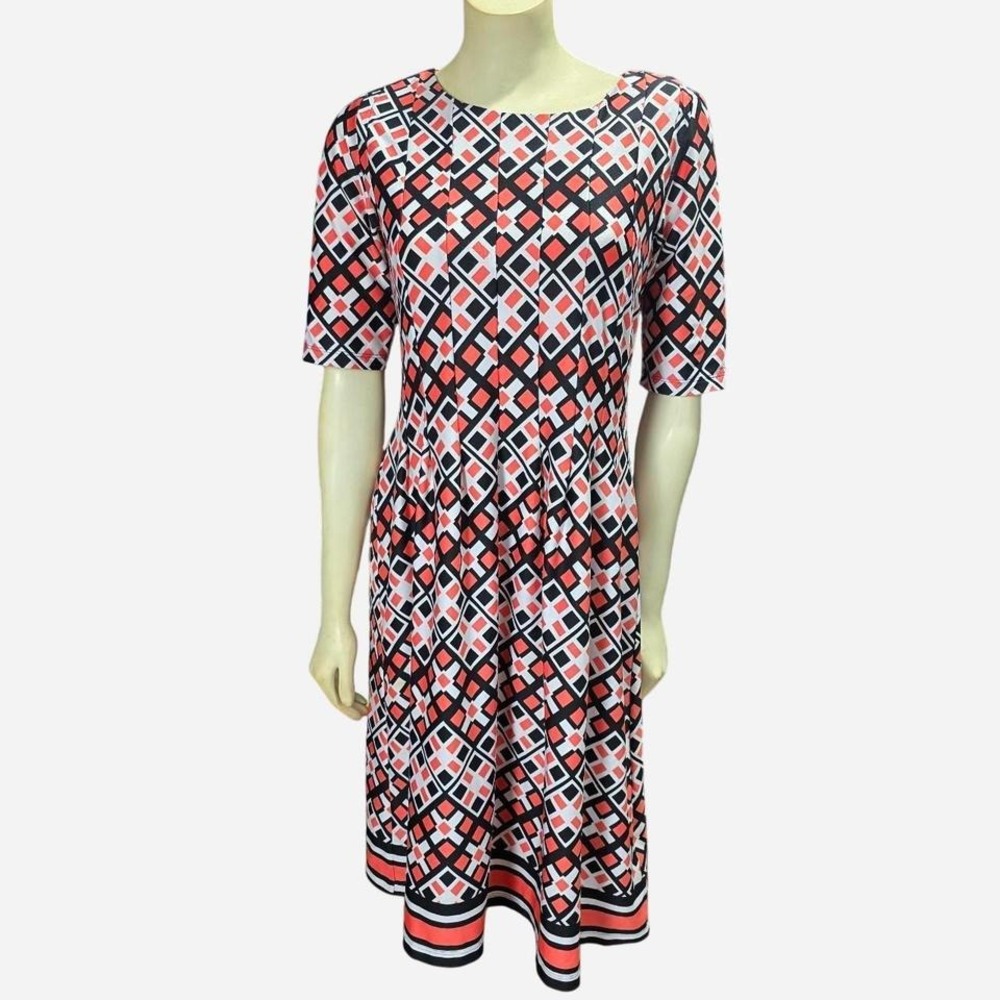 Shelby & Palmer Women's Dress – Size M – Geometric Print, Short Sleeve‎